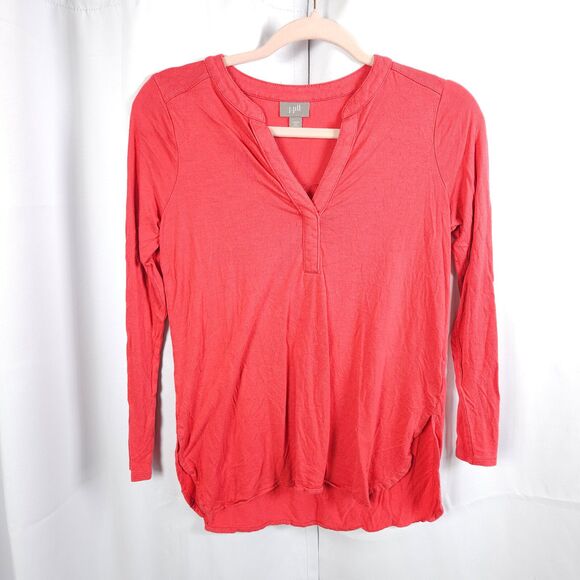 J Jill Womens XS Petite Pink V-Neck Stretch Tunic Rayon Long Sleeve Blouse - Picture 1 of 7
